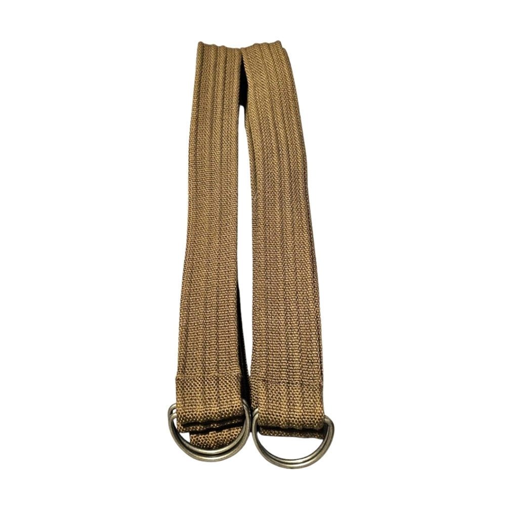 2pk Tan Canvas Woven Belt with D Ring Silver Buckles